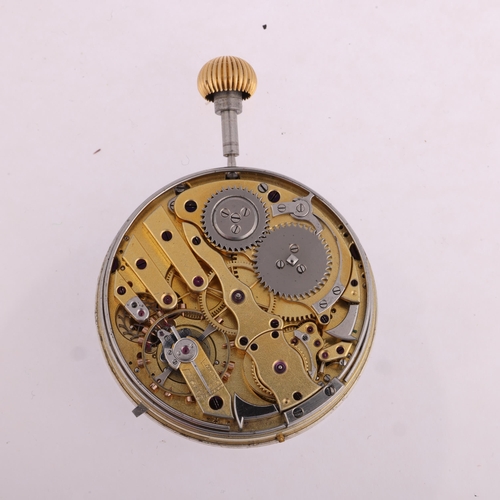 2067 - A 19th century keyless minute repeater pocket watch movement, circa 1880s, white enamel dial with Ro... 