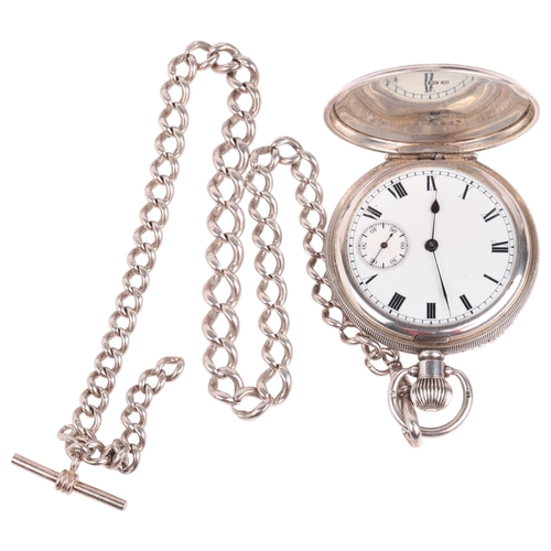 2069 - An early 20th century silver keyless full hunter pocket watch, by Equity Watch Co of Boston, white e... 