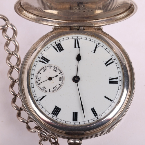 2069 - An early 20th century silver keyless full hunter pocket watch, by Equity Watch Co of Boston, white e... 