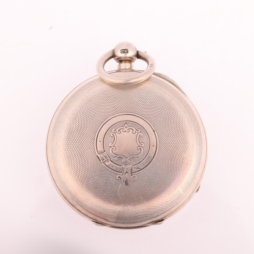 2071 - J W BENSON - a late 19th century silver open-face key-wind pocket watch, white enamel dial with Roma... 