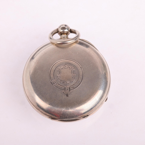 2071 - J W BENSON - a late 19th century silver open-face key-wind pocket watch, white enamel dial with Roma... 