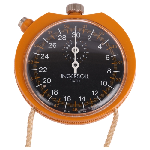 2072 - INGERSOLL - a Vintage orange plastic 1/10th second rally timer stopwatch, circa 1970s, black dial wi... 