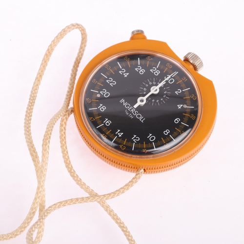 2072 - INGERSOLL - a Vintage orange plastic 1/10th second rally timer stopwatch, circa 1970s, black dial wi... 