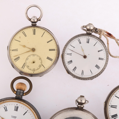 2074 - Various pocket watches, including silver half hunter, and 19th century silver examples (5)