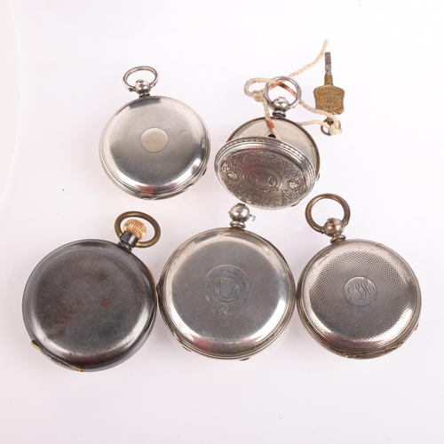 2074 - Various pocket watches, including silver half hunter, and 19th century silver examples (5)