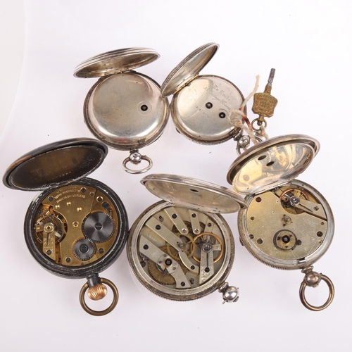 2074 - Various pocket watches, including silver half hunter, and 19th century silver examples (5)