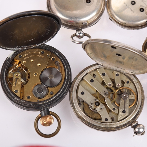 2074 - Various pocket watches, including silver half hunter, and 19th century silver examples (5)