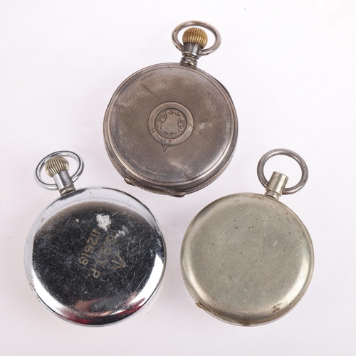 2075 - 3 Second World War Period open-face keyless pocket watches, including GSTP and silver examples, not ... 