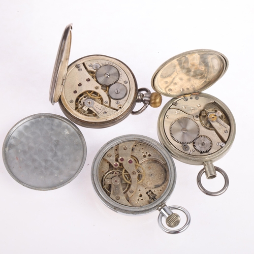 2075 - 3 Second World War Period open-face keyless pocket watches, including GSTP and silver examples, not ... 