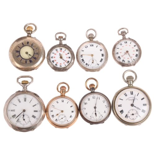 2076 - 8 fob watches, including silver and gold plated examples