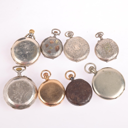 2076 - 8 fob watches, including silver and gold plated examples