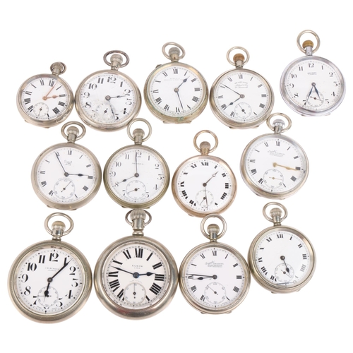 2078 - A quantity of pocket watches, makers include J W Benson, Elgin, and Limit (13)