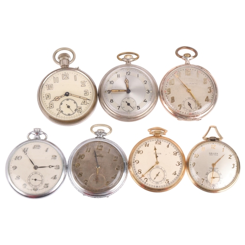 2079 - Various Art Deco pocket watches, makers include Gruen, Elgin, and Locarno (7)