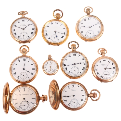 2080 - A quantity of gold plated pocket watches, makers include Record, and James Walker (9)