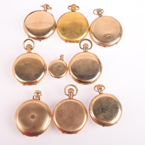 2080 - A quantity of gold plated pocket watches, makers include Record, and James Walker (9)