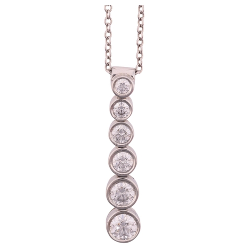 2106 - TIFFANY & CO - a platinum diamond Jazz pendant necklace, circa 2003, set with graduated modern round... 