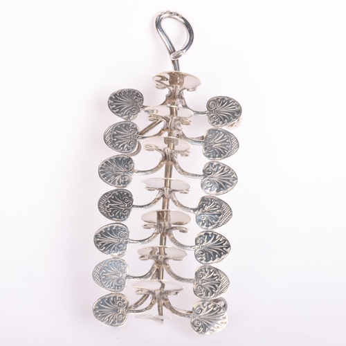 2652 - A Victorian silver naturalistic 8-bar toast rack, Aston & Son, Birmingham 1858, leaf petal and tendr... 