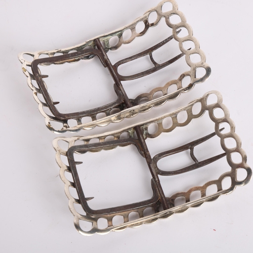 2673 - A large pair of Georgian Irish silver shoe buckles, indistinct hallmarks, 10.5cm x 6.5cm