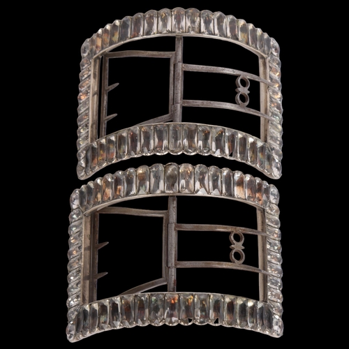 2675 - A pair of Georgian silver and paste shoe buckles, 7cm x 5.5cm