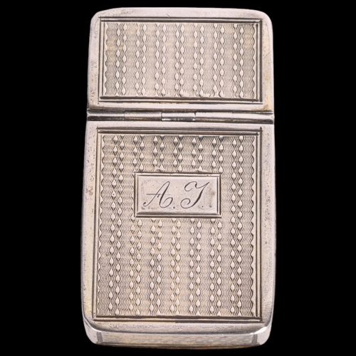 2679 - An early Victorian silver dual opening tinder box, Yapp & Woodward, Birmingham 1850, rectangular for... 