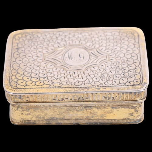 2683 - An Antique Continental silver-gilt 'House' vinaigrette, circa 1850, rectangular form with bright-cut... 