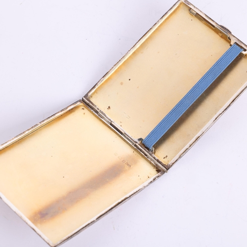 2692 - An Art Deco George V silver cigarette case, WT Wiseman, Birmingham 1930, rectangular form with allov... 