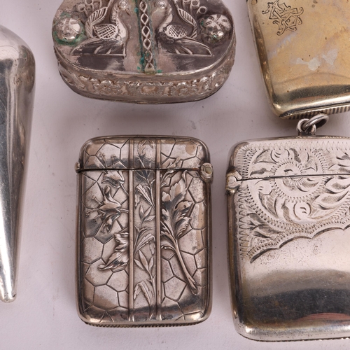 2702 - **DESCRIPTION CHANGE** Various silver *plated* boxes and Vesta cases, including Middle Eastern trick... 