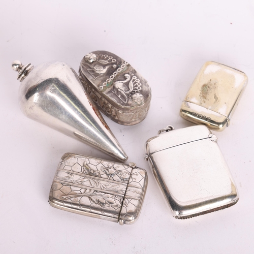 2702 - **DESCRIPTION CHANGE** Various silver *plated* boxes and Vesta cases, including Middle Eastern trick... 