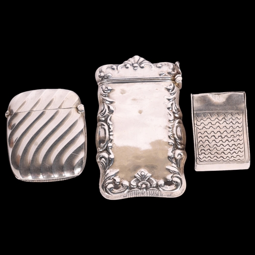 2703 - 3 Antique silver Vesta cases, including large American example, 7cm x 4cm (3)