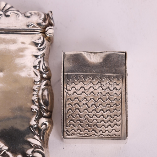 2703 - 3 Antique silver Vesta cases, including large American example, 7cm x 4cm (3)