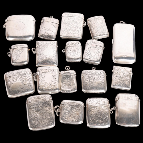 2704 - 18 Antique silver Vesta cases, largest 7cm x 4cm