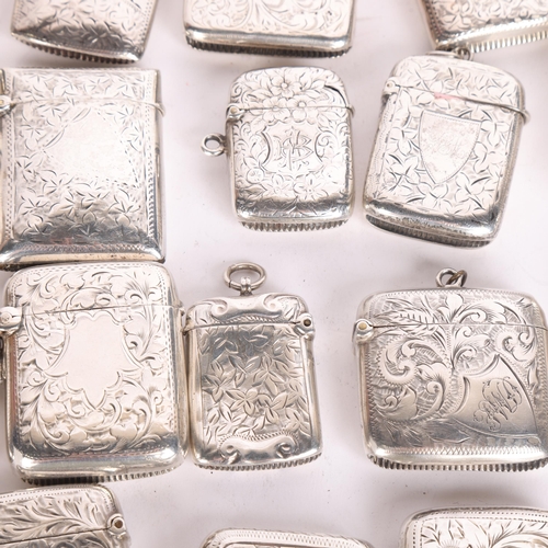 2704 - 18 Antique silver Vesta cases, largest 7cm x 4cm