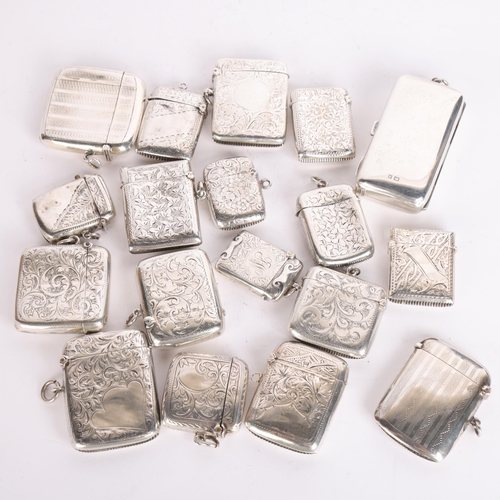 2704 - 18 Antique silver Vesta cases, largest 7cm x 4cm