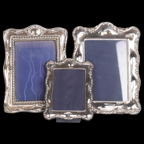 2706 - 3 similar silver-fronted rectangular photo frames, largest overall 21cm x 15cm (3)