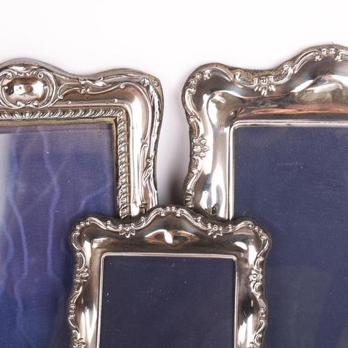 2706 - 3 similar silver-fronted rectangular photo frames, largest overall 21cm x 15cm (3)