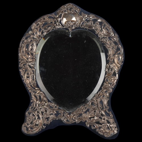 2710 - A large Edwardian silver-fronted heart dressing table mirror, William Comyns & Sons Ltd, London 1906... 