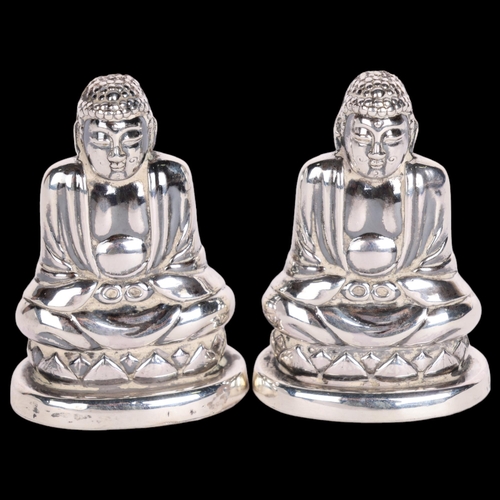 2716 - A pair of Japanese novelty sterling silver Buddha pepperettes, 5.5cm