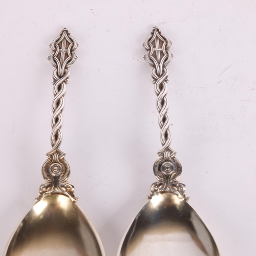 2726 - A pair of Danish silver-gilt Viking Revival spoons, Johan Carl Ferdinand Fordsmand, circa 1900, 15.5... 