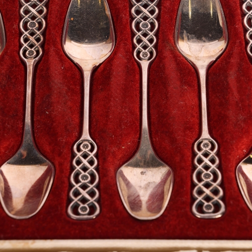 2728 - DAVID ANDERSEN - a cased set of 6 Norwegian modernist silver coffee spoons, 10.5cm