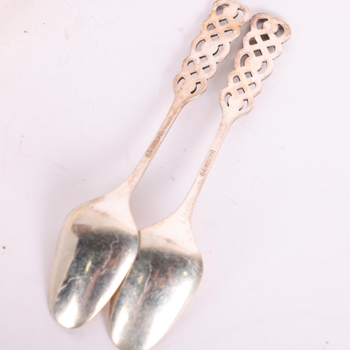 2728 - DAVID ANDERSEN - a cased set of 6 Norwegian modernist silver coffee spoons, 10.5cm