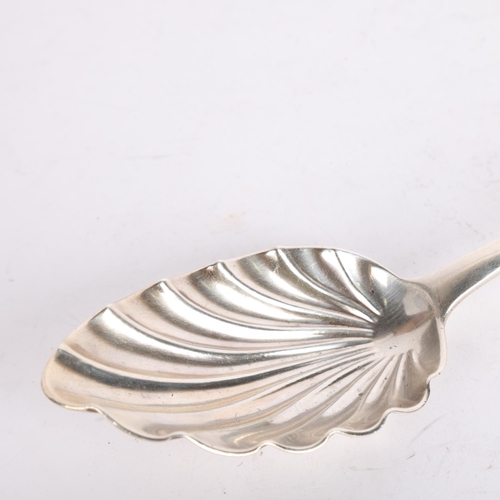 2737 - A George IV silver Old English pattern serving spoon, Jonathan Hayne, London 1830, relief sunburst b... 