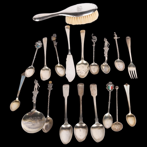 2743 - Various silver, including teaspoons, hairbrush, etc, 8oz weighable