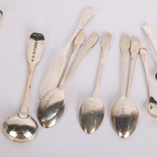 2744 - Various silver flatware, including enamel teaspoons, 4.2oz total