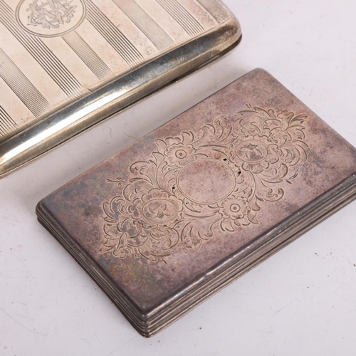 2751 - Various silver, including Victorian dressing table box cover, curved cigarette case, etc, case 11cm ... 