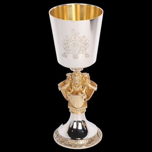 2756 - AURUM - an Elizabeth II parcel-gilt silver 'College Of Arms' goblet, by Hector Miller, London 1984, ... 