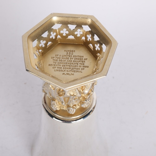 2758 - AURUM - an Elizabeth II parcel-gilt silver 'Lincoln Cathedral' commemorative goblet, by Hector Mille... 