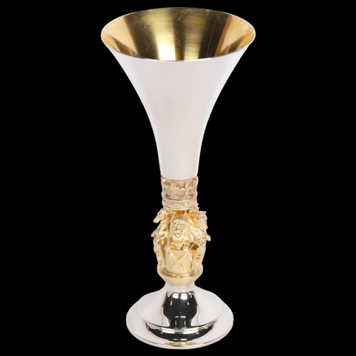 2760 - AURUM - an Elizabeth II parcel-gilt silver 'King's College Chapel' commemorative goblet, by Hector M... 