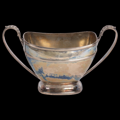 2761 - A George V silver 2-handled sugar bowl, Mappin & Webb, Sheffield 1918, width including handles 18.5c... 