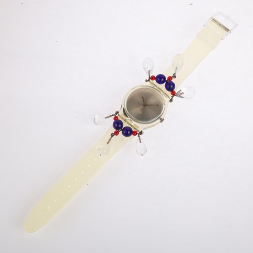 2025 - SWATCH - a translucent plastic Chandelier quarts wristwatch, ref. GZ125, circa 1992, silvered dial w... 