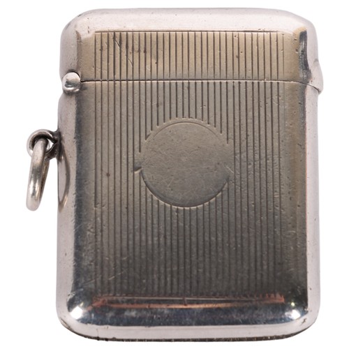 2688B - SAMPSON MORDAN & CO - an Edwardian silver 'Seamless Non Choke' Vesta case, Chester 1909, ribbed deco... 